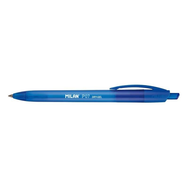 Milan P07 Dry-Gel Retractable Gel Pen - 0.7mm Tip - Quick Drying - Colour Blue