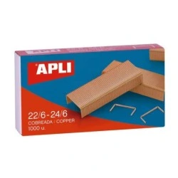 Apli Agrafos de Cobre Galvanizados 22/6 - 24/6 - Capacidade de 30 Folhas - Material Duradouro e Resistente - Extremidades