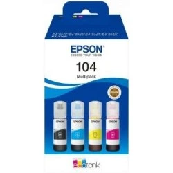Pacote Epson 104 com 4 frascos de tinta originais - C13T00P640