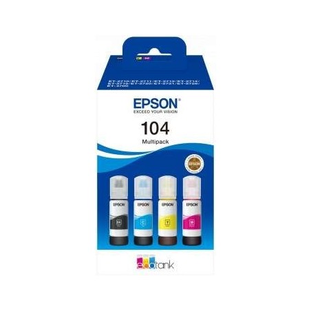 Epson 104 Pack de 4 Botellas de Tinta Originales - C13T00P640