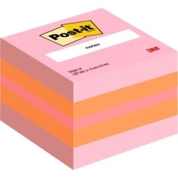 Post-It Cube of 400 Repositionable Adhesive Notes - Square Shape - 51x51mm - Assorted Colours