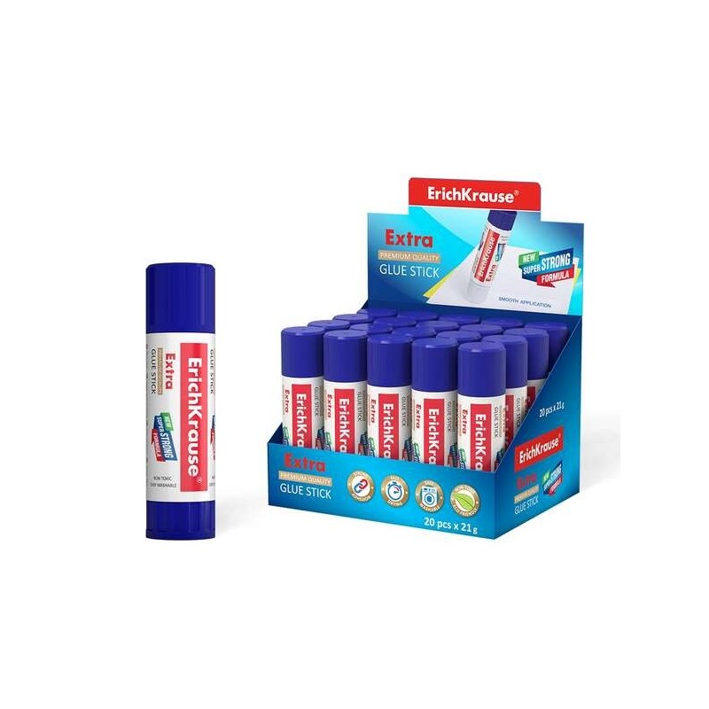 Erichkrause Extra Glue Stick 21gr - Super Strong Formula - Economical Use - Fast and Reliable Adhesion - Easy to Wash Off with