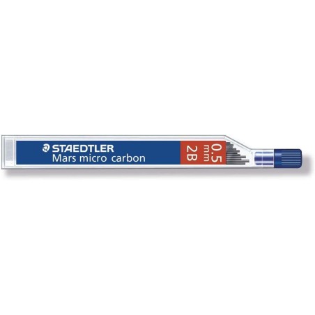 Staedtler Mars Micro Carbon 250 Tube de 12 Mines de Graphite - Dureté 2B - Trait 0.5mm - Haute Résistance
