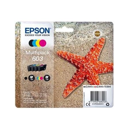 Epson 603 Pack of 4 Original Ink Cartridges - C13T03U64010