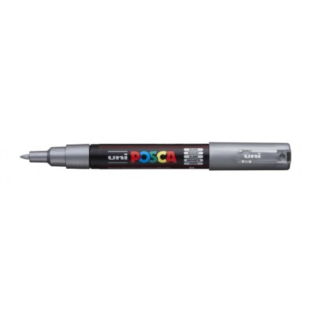 Posca PC-1M Paint Marker - 0.7mm Conical Polyester Tip - Water-Based Ink - Light Resistant - Silver