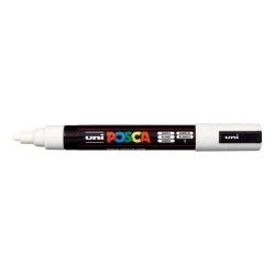 Posca PC-5M Marcador de Pintura - Ponta de Bala 1,8-2,5mm - Tinta à Base de Água - Resistente à Luz - Cor Branco