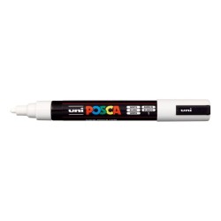 Posca PC-5M Marqueur Peinture - Pointe Ogive 1.8-2.5mm - Encre à Base d'Eau - Résistant à la Lumière - Couleur Blanc