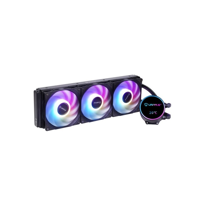 Unykach Aquastorm NEO 360 Kit de Refrigeracion Liquida - 3 Ventiladores de 120mm - Iluminacion RGB - Visualizacion Temperatura