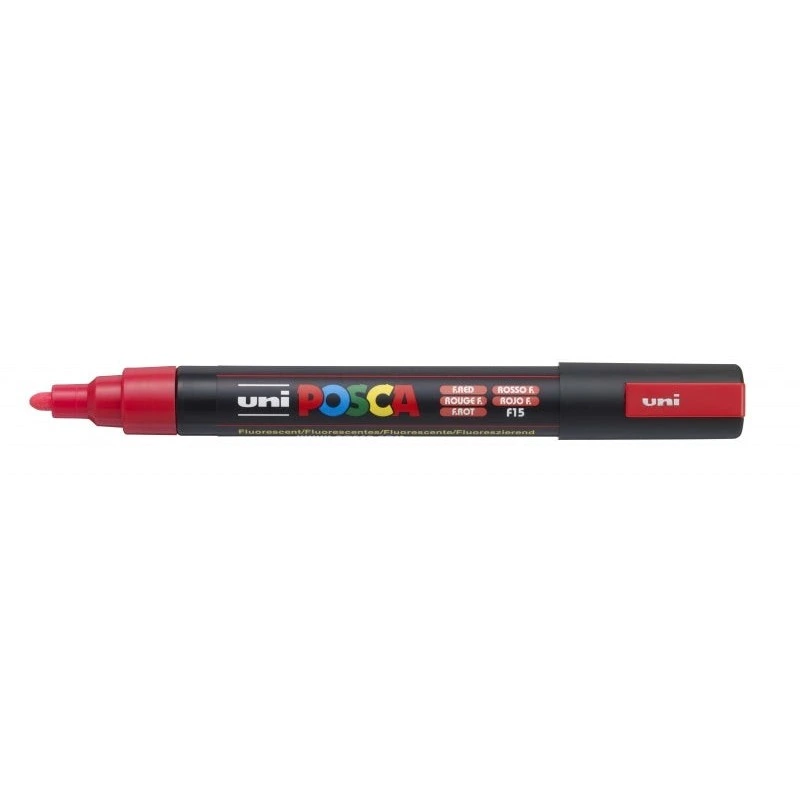 Posca PC-5M Marqueur Peinture - Pointe Ogive 1.8-2.5mm - À Base d'Eau - Résistant à la Lumière - Non Permanent - Couleur Rouge