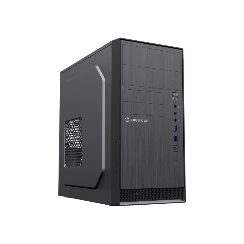 Unykach Aero C12 V2 MicroATX Tower Case - Supported Drive Size 3.5", 2.5" - USB-A 3.0, USB-C 2.0, Audio - Black