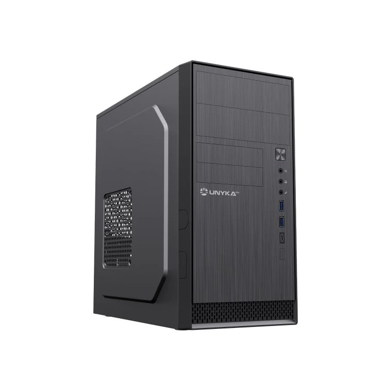 Unykach Aero C12 V2 MicroATX Tower Case - Supported Drive Size 3.5", 2.5" - USB-A 3.0, USB-C 2.0, Audio - Black