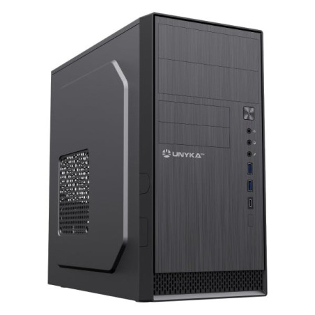 Unykach Aero C12 V2 MicroATX Tower Case - Supported Drive Size 3.5", 2.5" - USB-A 3.0, USB-C 2.0, Audio - Black