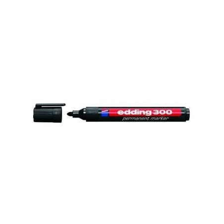 Edding 300 Marqueur Permanent - Pointe Ronde - Tracé entre 1.5 et 3 mm. - Encre Presque Inodore - Capuchon avec Clip - Séchage