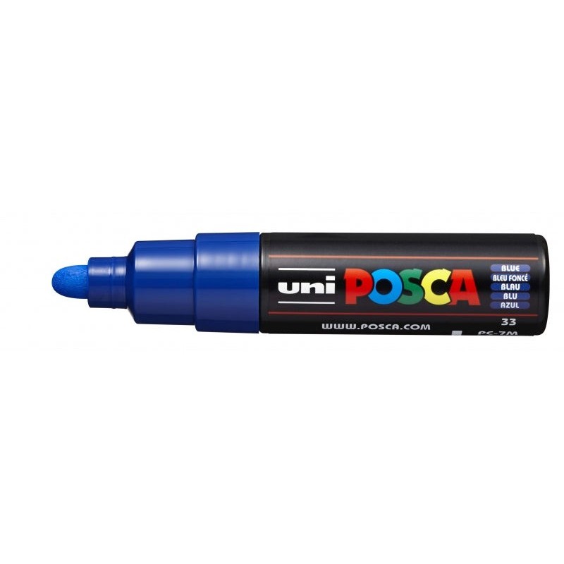 Posca PC-7M Marcador de Pintura - Ponta de Bala 4.5-5.5mm - Tinta à Base de Água - Resistente à Luz - Não Permanente - Cor Azul