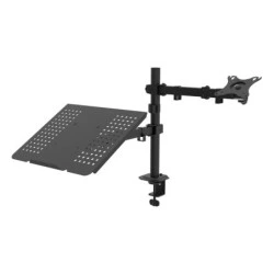 Unykach UK1420 Soporte de Mesa con Brazo Articulado para Monitor de 10"-32" + Soporte para Portatil - Giratorio, Inclinable y