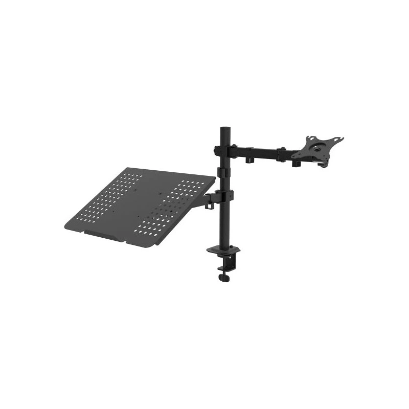 Unykach UK1420 Soporte de Mesa con Brazo Articulado para Monitor de 10"-32" + Soporte para Portatil - Giratorio, Inclinable y