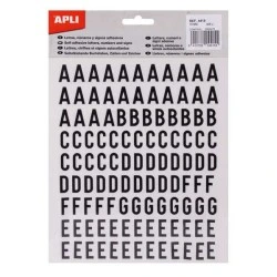 Apli Adhesive Uppercase Sans Serif Letters - 15mm Height - Pack of 4 Sheets with 468 Letters - Black