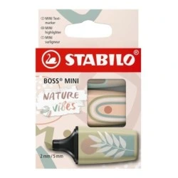 Stabilo Boss Mini Naturevibes Pack de 3 Marcadores Fluorescentes - Trazo entre 2 y 5mm - Tinta con Base de Agua - Antisecado