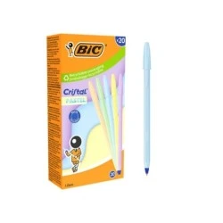 Bic Cristal Pastel Ballpoint Pen - Opaque Body in Pastel Colours - 1mm Round Tip - 0.4mm Line Width - Oil-Based Ink - Blue Ink