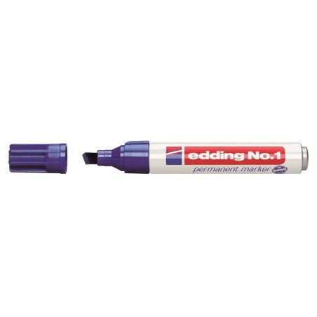 Edding Nº1 Rotulador Permanente - Punta Biselada - Trazo entre 1 y 5 mm. - Recargable - Secado Instantaneo - Color Azul