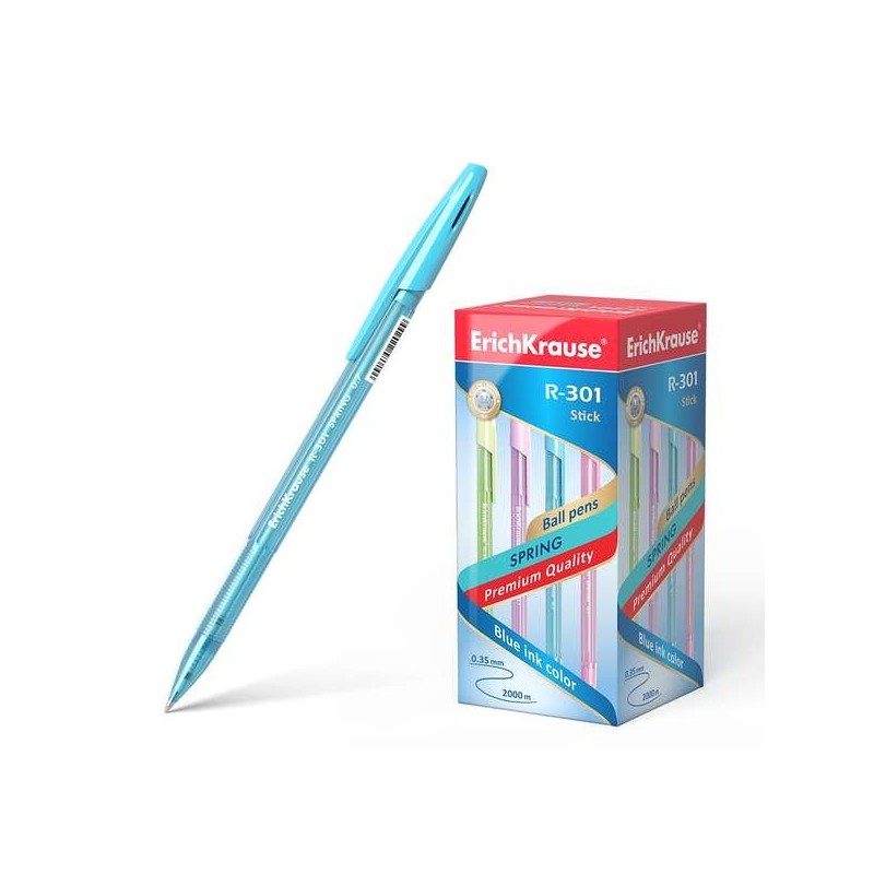 Erichkrause R-301 Spring Boligrafo - Punta de 0.7mm - Cuerpo Translucido en Colores Surtidos - Tinta de Secado Rapido - Color