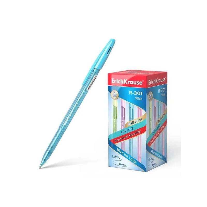 Erichkrause R-301 Spring Boligrafo - Punta de 0.7mm - Cuerpo Translucido en Colores Surtidos - Tinta de Secado Rapido - Color