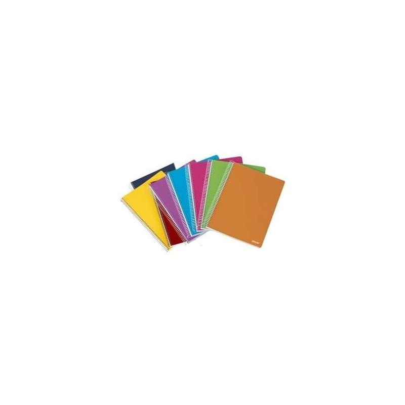 Ancor Classic Stripes Cuaderno Espiral Tamaño Folio Pautado Horizontal - 80 Hojas 90gr - Tapa de Plastico - Colores Surtidos