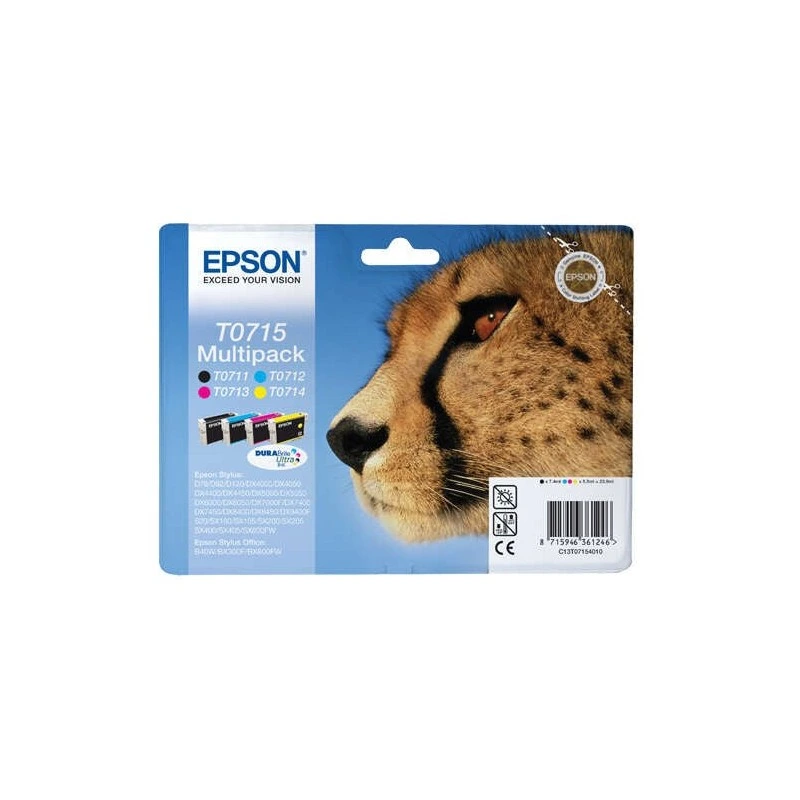 Epson T0715 Pack de 4 Cartouches d'Encre Originales - C13T07154012