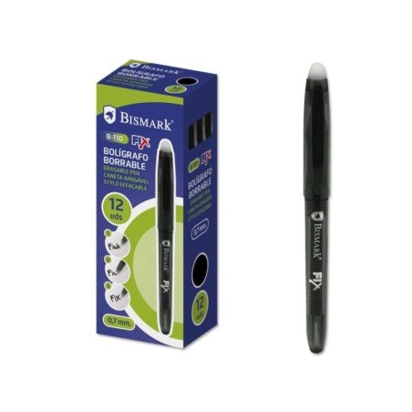 Bismark Fix Esferográfica Apagável - Ponta 0,7mm - Com Tampa - Cor Preta