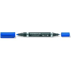 Staedtler Lumocolor 348 Double-Ended Permanent Marker - Quick Drying - Blue