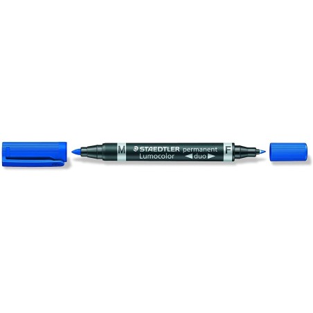 Staedtler Lumocolor 348 Marqueur Permanent à Double Pointe - Séchage Rapide - Couleur Bleu
