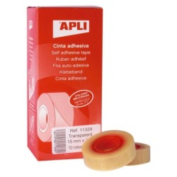 Apli Cinta Adhesiva Transparente 15mm x 33m - Resistente al Agua y a la Intemperie - Facil de Cortar con las Manos - Ideal para