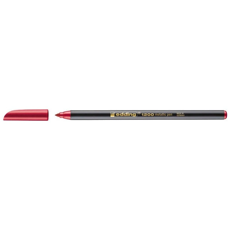 Edding 1200 Marcador - Ponta Redonda - Traço 1mm - Tinta à Base de Água - Cor Vermelho Metalizado