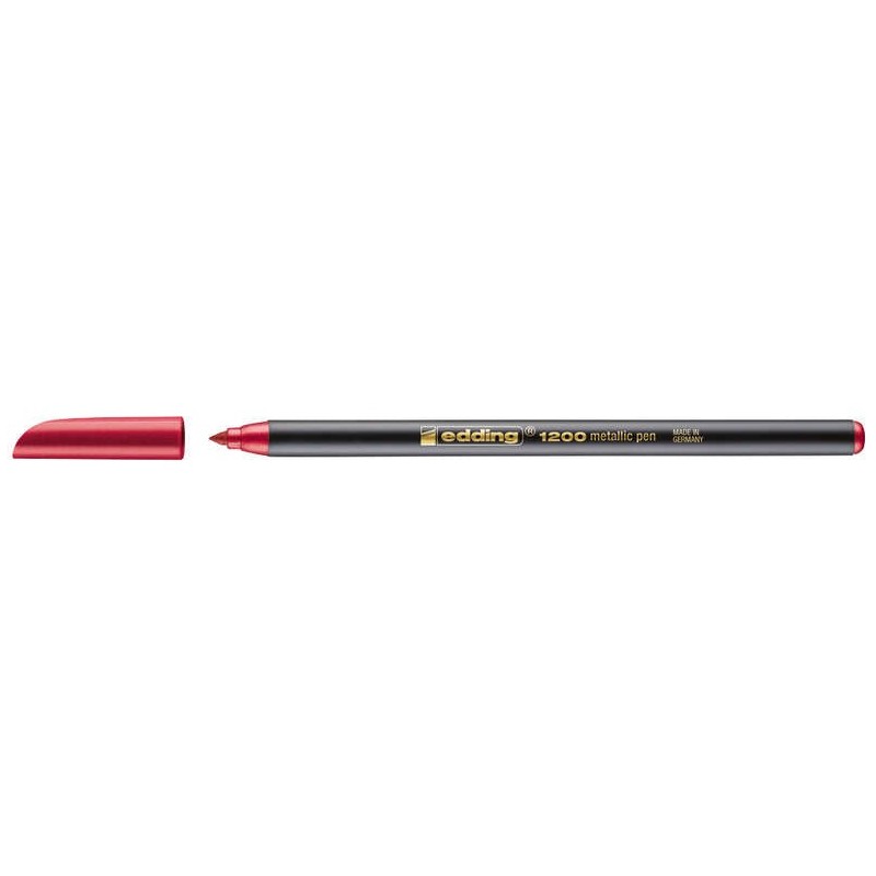 Edding 1200 Rotulador - Punta Redonda - Trazo 1mm - Tinta con Base de Agua - Color Rojo Metalizado