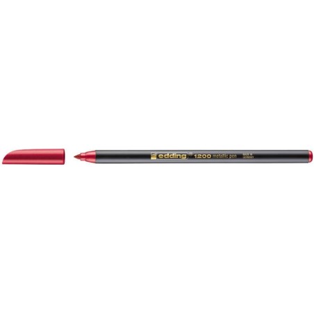 Edding 1200 Marcador - Ponta Redonda - Traço 1mm - Tinta à Base de Água - Cor Vermelho Metalizado