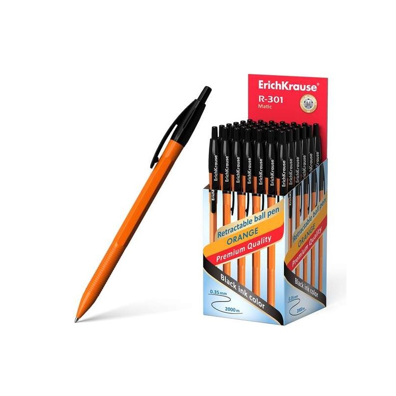 Erichkrause Boligrafo Automatico R-301 Naranja Matic 07 - Cuerpo Hexagonal Opaco - Grip - Punta de 07mm - Tinta de Secado