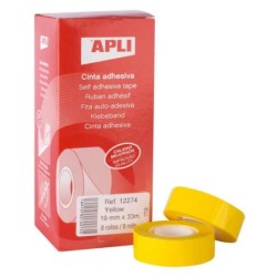 Apli Polypropylene Adhesive Tape 19mm x 33m - Water and Weather Resistant - Easy to Tear by Hand - Ideal for Labelling and