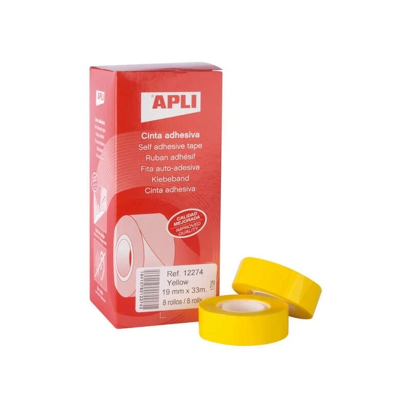 Apli Fita Adesiva de Polipropileno 19mm x 33m - Resistente a Agua e as Intemperies - Facil de Cortar com as Maos - Ideal para