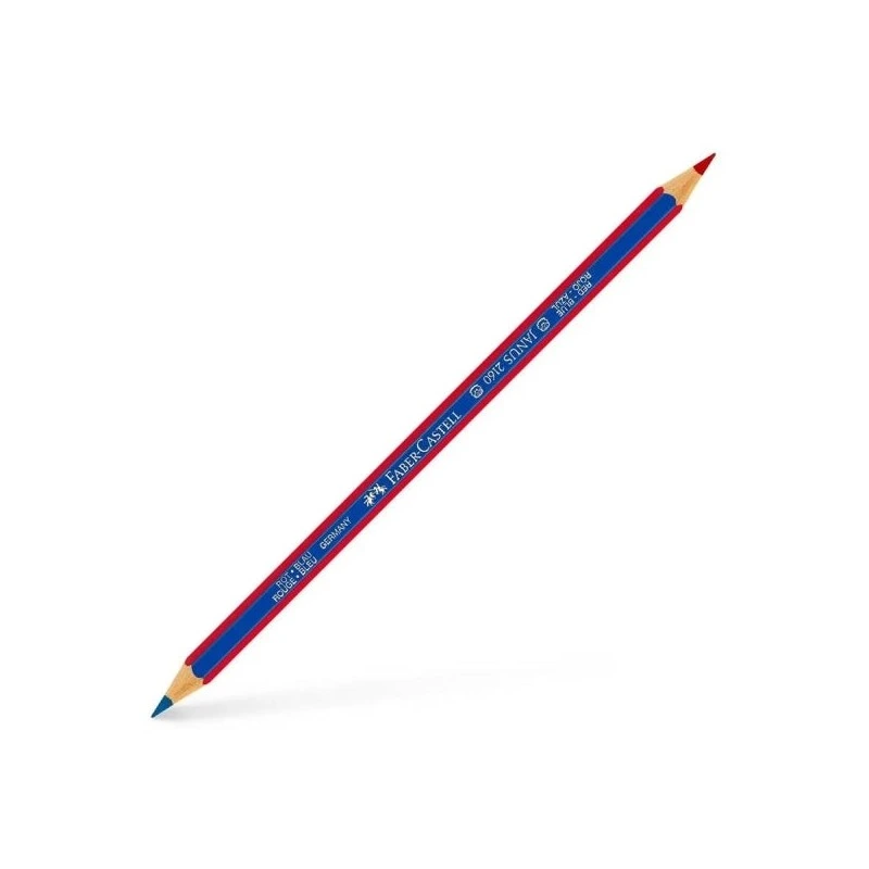 Faber-Castell Janus 2160 Crayon Fin Bicolore Hexagonal - Écologique - Résistant à la Casse - Couleur Rouge/Bleu