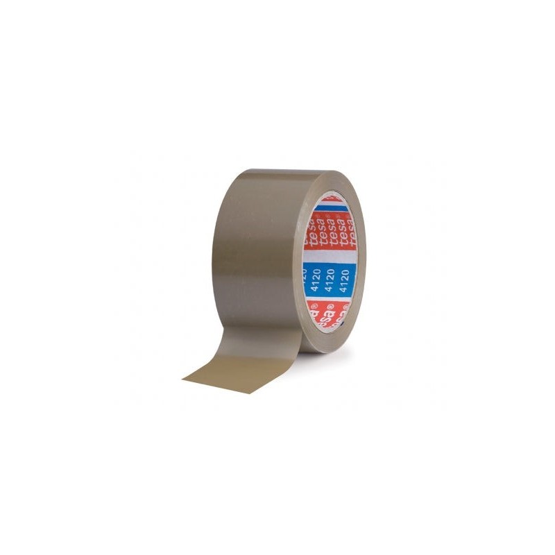 Tesa 4120 Ruban Adhésif d'Emballage Standard 50mm x 66 Mètres - Fabriqué en PVC - Adhésif en Caoutchouc Naturel - Couleur Marron