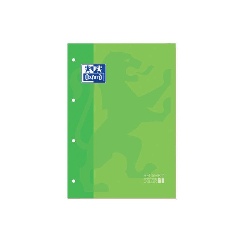 Oxford School Classic Glued Refill Pad A4 80 Sheets 5x5 Squared - Frame in the Cover Colour - Green Cover