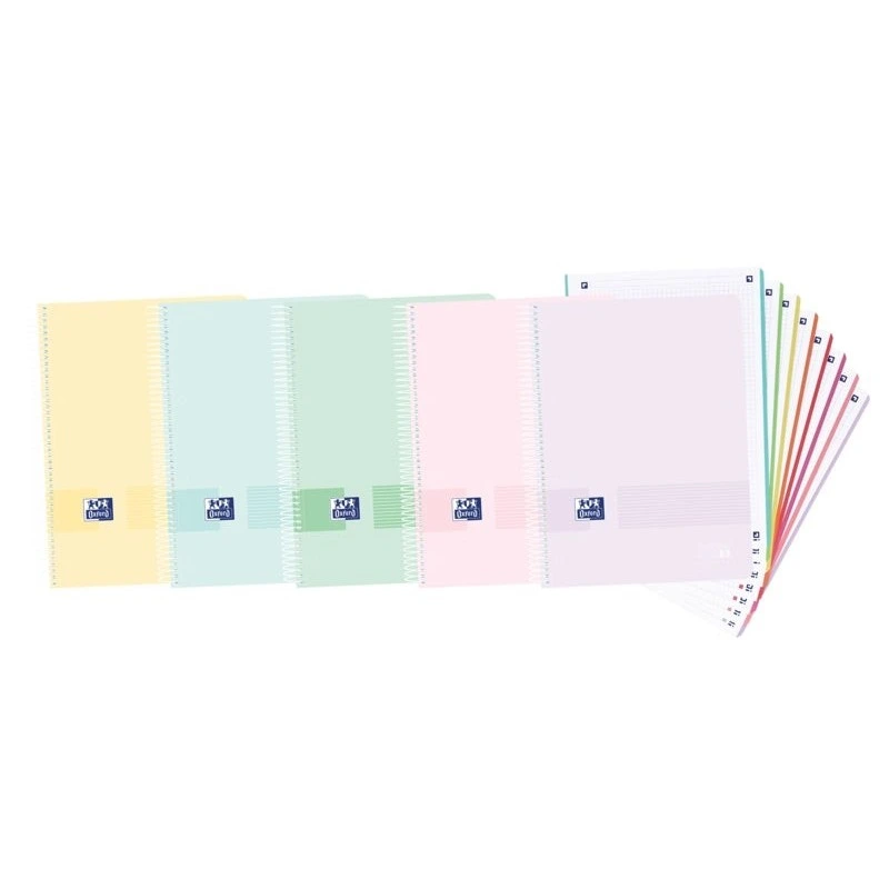 Oxford Europeanbook 8 Live & Go Cuaderno Espiral Formato A4+ Cuadriculado 5x5mm - 160 Hojas Microperforadas con 4 Taladros