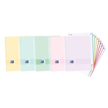 Oxford Europeanbook 8 Live & Go Cahier à Spirale Format A4+ Quadrillé 5x5mm - 160 Feuilles Microperforées avec 4 Perforations