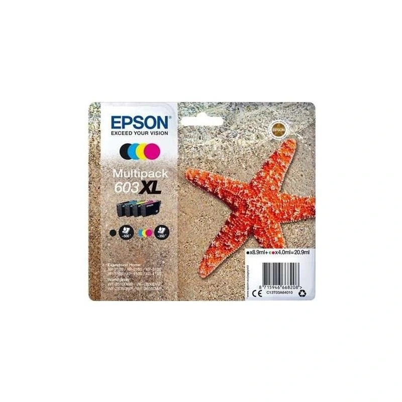 Epson 603XL Pack of 4 Original Ink Cartridges - C13T03A64010