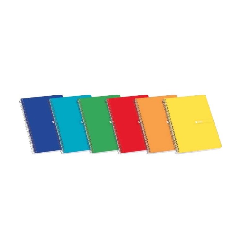 Enri Plus Cahier Spirale Format Folio 1 Ligne - 80 Feuilles 60gr avec Marge - Couverture Rigide - Coloris Assortis