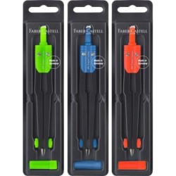 Faber-Castell School Compass - Circles up to Ø 360mm - Includes Lead Container - Assorted Colours