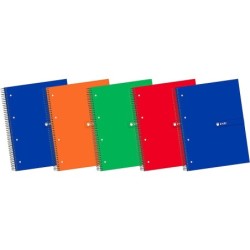Enri Plus Spiral Notebook A4+ Format Squared 5x5mm - 120 Sheets + 40 Free Micro-perforated - Extra-Hard Cover - Assorted Colours