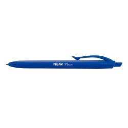 Milan P1 Touch Retractable Ballpoint Pen - 1mm Round Tip - Oil-Based Ink - Smooth Writing - 1,200m Writing Length - Blue