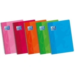 Oxford School Classic Fº Spiral Notebook Soft Cover - 1 Line with Margin - 80 Sheets - Assorted Colours