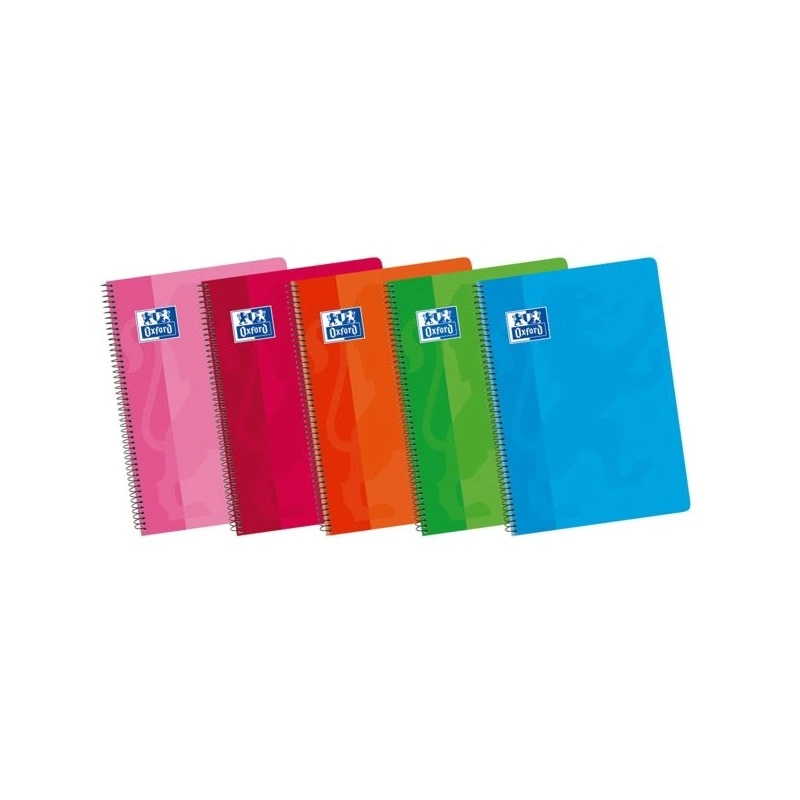 Oxford School Classic Quarto Spiral Notebook Soft Cover Plain - 80 Sheets - Assorted Colours